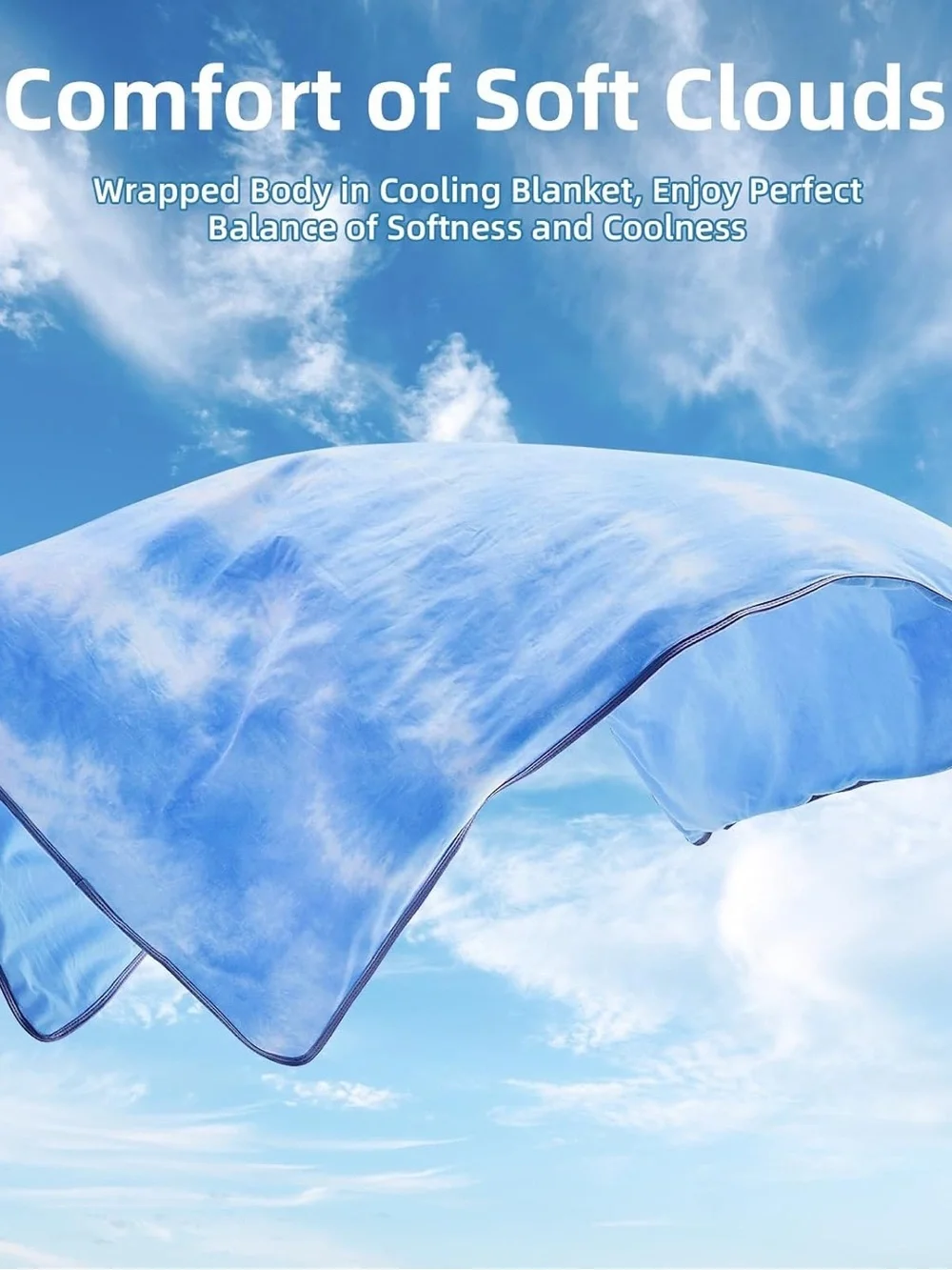 Throw Blanket Cooling Blue - Breathable Bed Topper Blanket